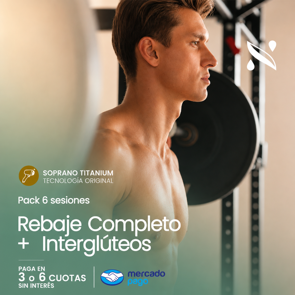 Pack 6 Sesiones Depilación Láser Rebaje Completo + Interglúteos (6 Sesiones)