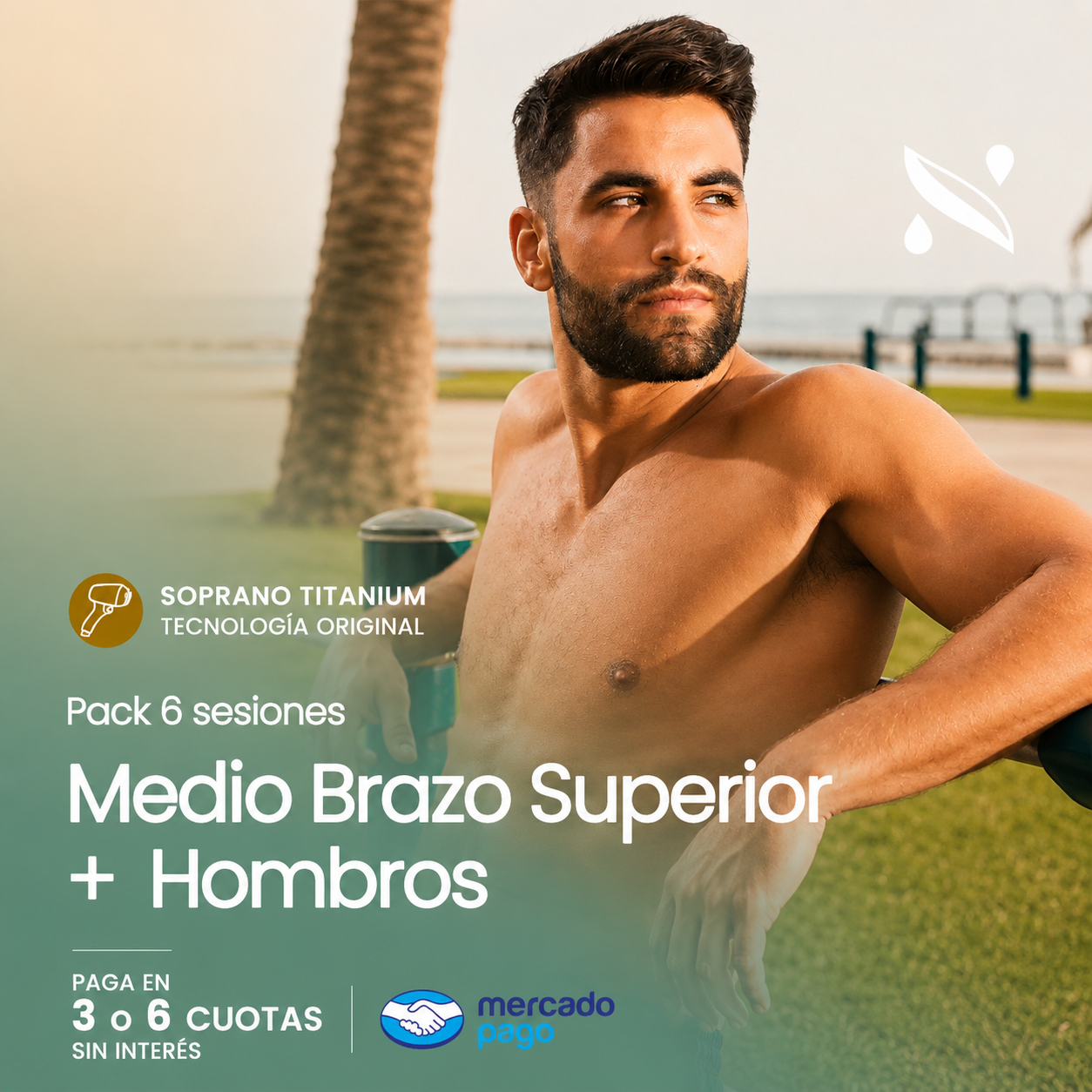 Pack 6 Sesiones Depilación Láser Medio Brazo Superior + Hombros (6 sesiones)