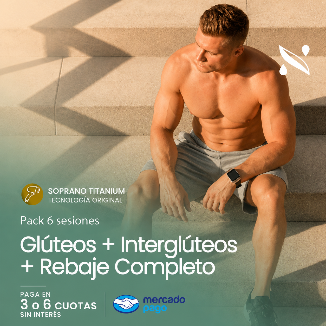 Pack 6 Sesiones Depilación Láser Glúteos, Interglúteos + Rebaje Completo | Soprano Titanium