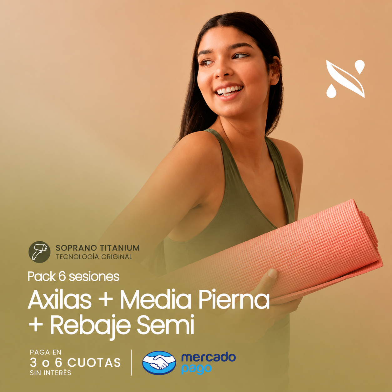 Pack 6 Sesiones Depilación Láser Axilas + Media Pierna + Rebaje Semi | Soprano Titanium