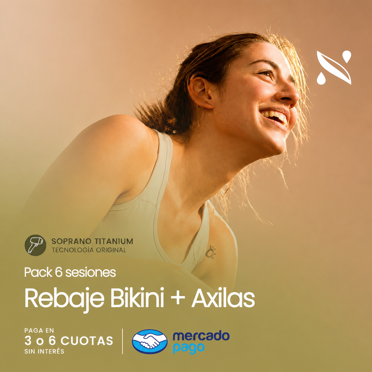 Pack 6 Sesiones Depilación Láser Rebaje Bikini + Axilas | Soprano Titanium