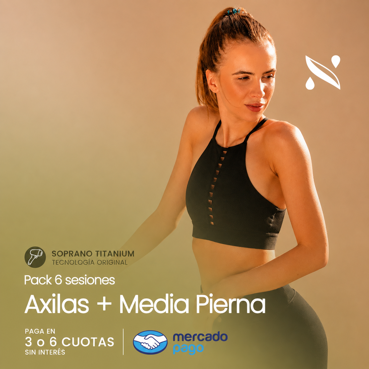 Pack 6 Sesiones Depilación Láser Axilas + Media Pierna | Soprano Titanium