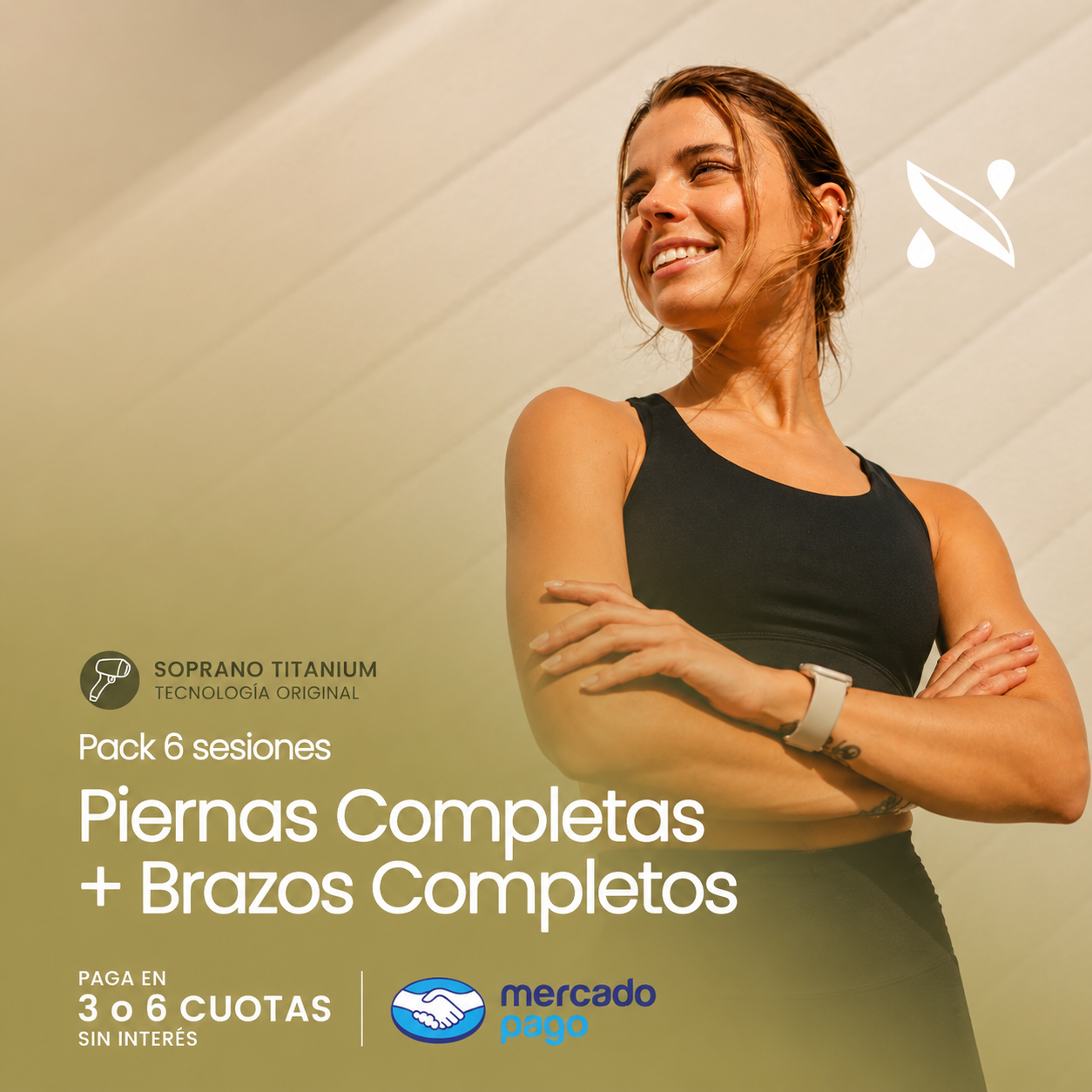 Pack 6 Sesiones Depilación Láser Piernas Completas + Brazos Completos | Soprano Titanium