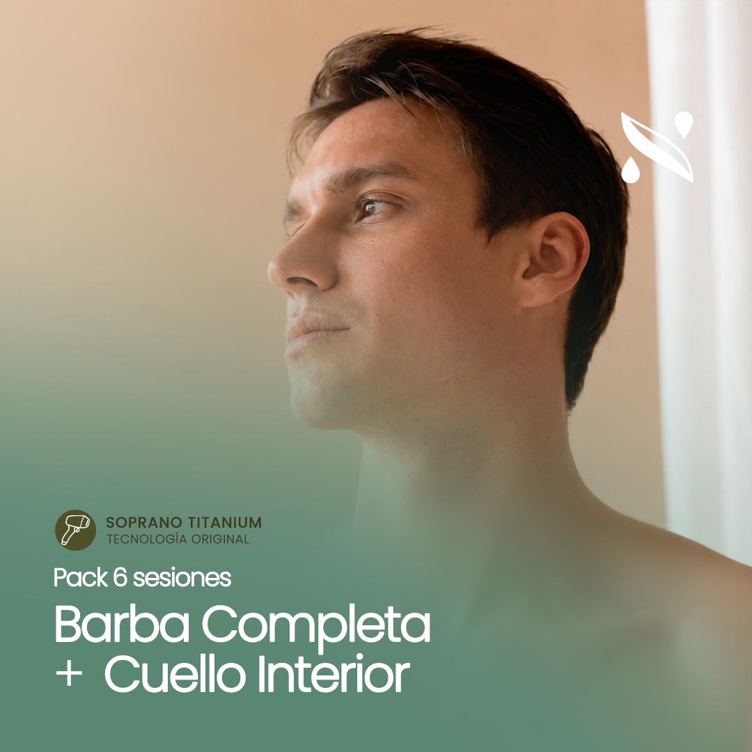 Pack 6 Sesiones Depilación Láser Barba completa + Cuello interior