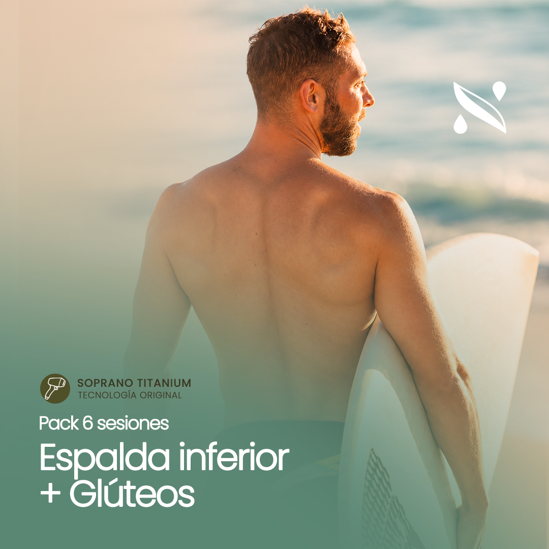 Pack 6 Sesiones Depilación Láser Espalda baja + Glúteos