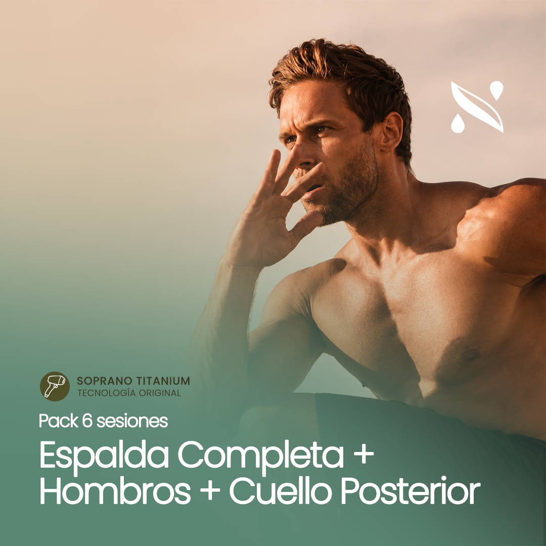 Pack 6 Sesiones Depilación Láser Espalda Completa + Hombros + Cuello Posterior (6 Sesiones)