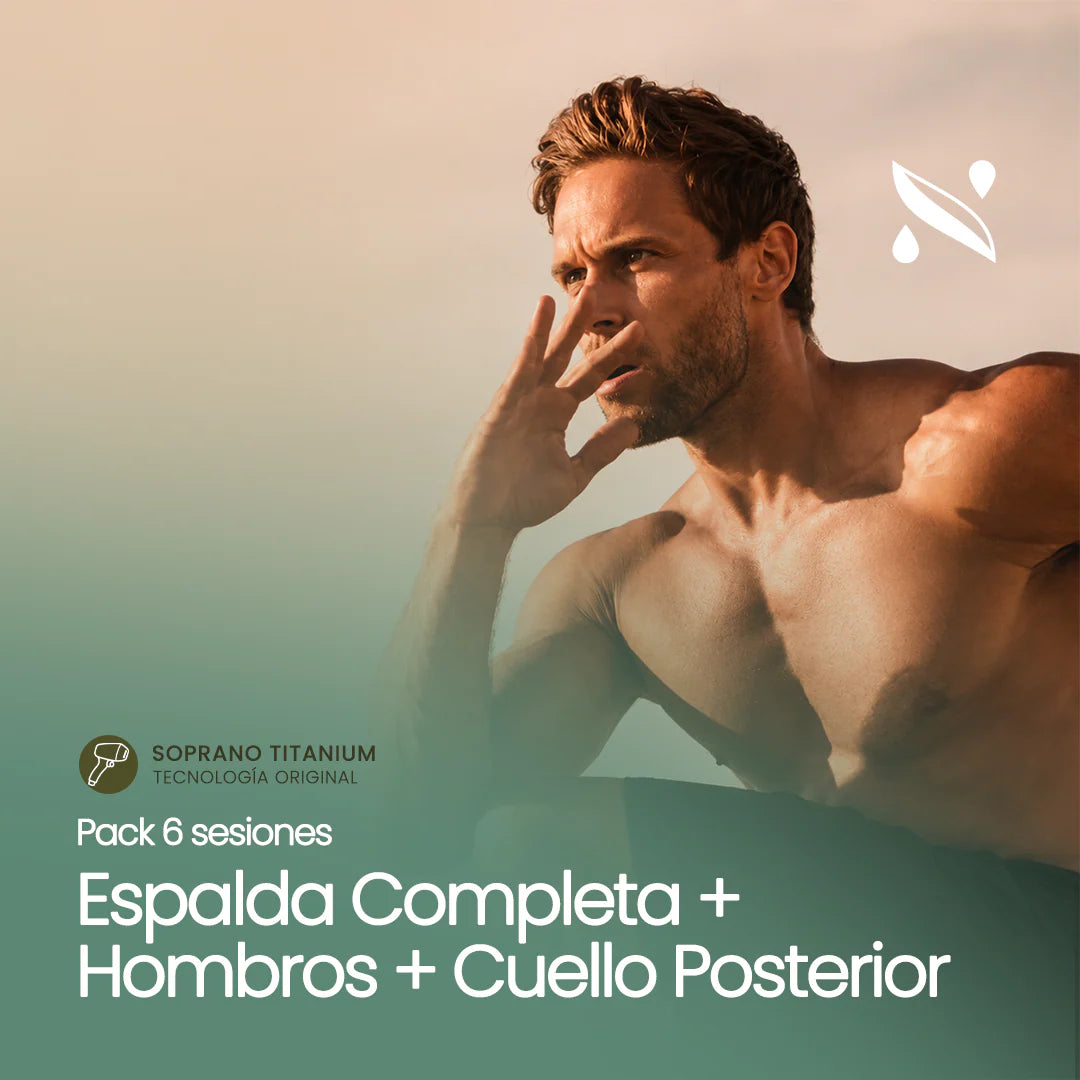 Pack 6 Sesiones Depilación Láser Espalda Completa + Hombros + Cuello Posterior (6 Sesiones)