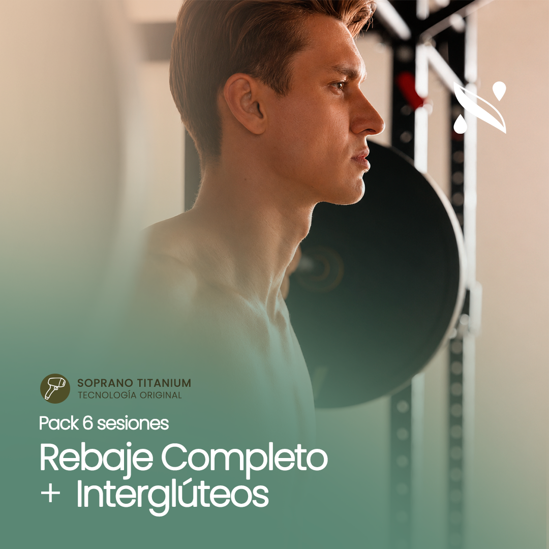 Pack 6 Sesiones Depilación Láser Rebaje Completo + Interglúteos (6 Sesiones)