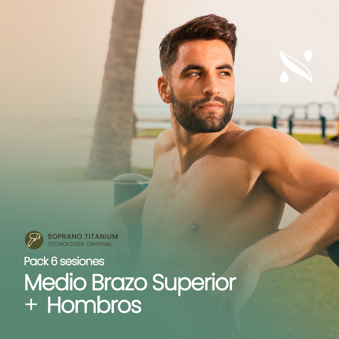Pack 6 Sesiones Depilación Láser Medio Brazo Superior + Hombros (6 sesiones)