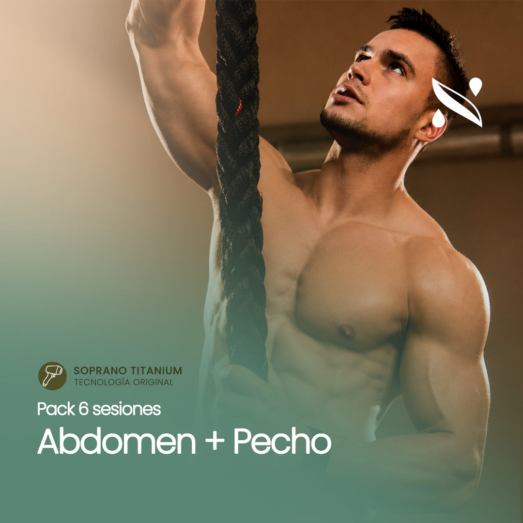 Pack 6 Sesiones Depilación Láser Abdomen + Pecho