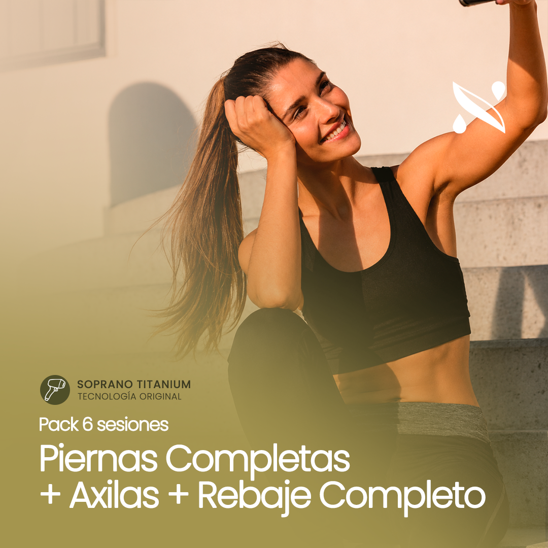 Pack 6 Sesiones Depilación Láser Piernas Completas + Axilas + Rebaje Completo | Soprano Titanium