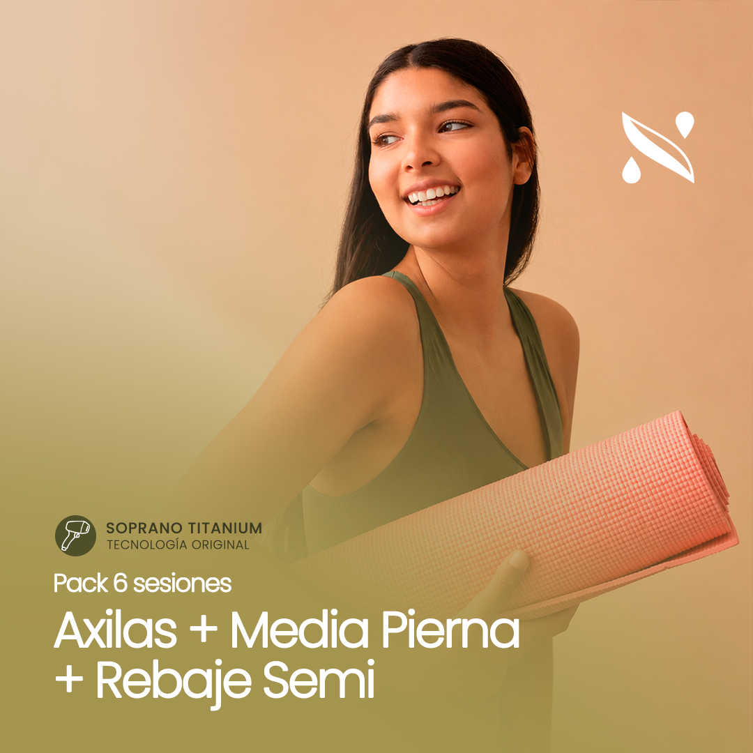 Pack 6 Sesiones Depilación Láser Axilas + Media Pierna + Rebaje Semi | Soprano Titanium