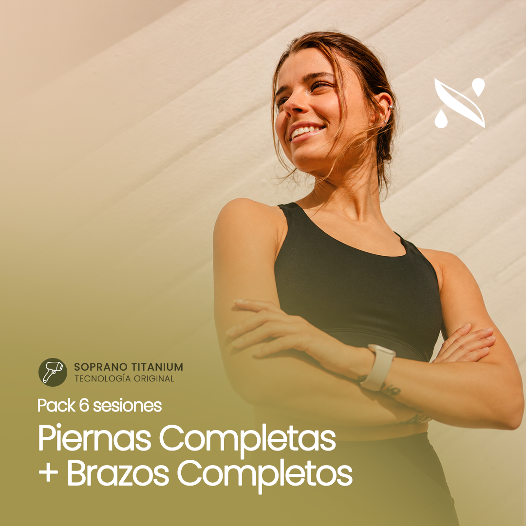 Pack 6 Sesiones Depilación Láser Piernas Completas + Brazos Completos | Soprano Titanium